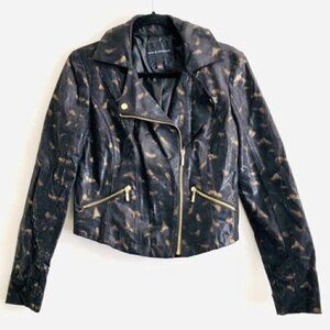 Rock & Republic Jacket M Moto Baroque Deluxe Gold Foil Black Zipper